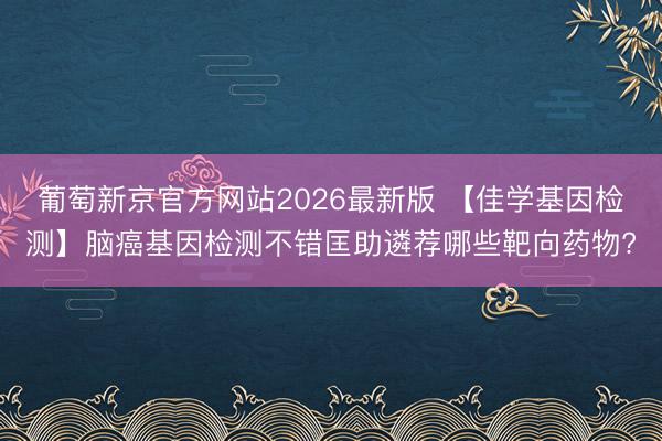 葡萄新京官方网站2026最新版 【佳学基因检测】脑癌基因检测不错匡助遴荐哪些靶向药物?