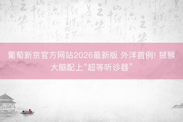 葡萄新京官方网站2026最新版 外洋首例! 狨猴大脑配上“超等听诊器”