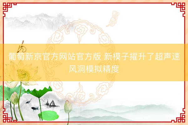 葡萄新京官方网站官方版 新模子擢升了超声速风洞模拟精度