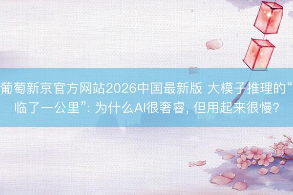 葡萄新京官方网站2026中国最新版 大模子推理的“临了一公里”: 为什么AI很奢睿， 但用起来很慢?