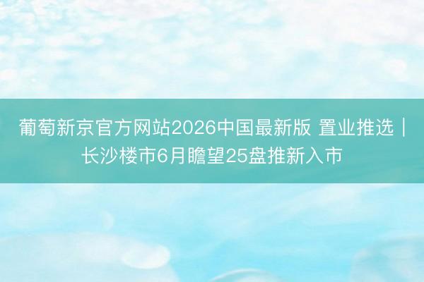 葡萄新京官方网站2026中国最新版 置业推选｜长沙楼市6月瞻望25盘推新入市