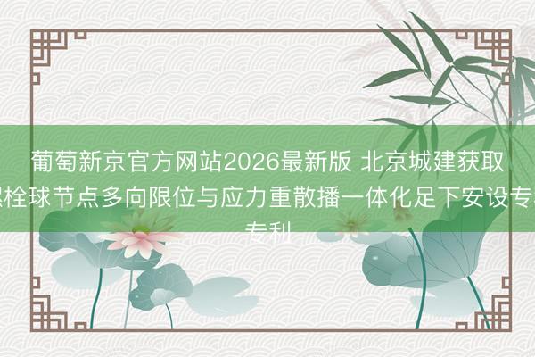 葡萄新京官方网站2026最新版 北京城建获取螺栓球节点多向限位与应力重散播一体化足下安设专利