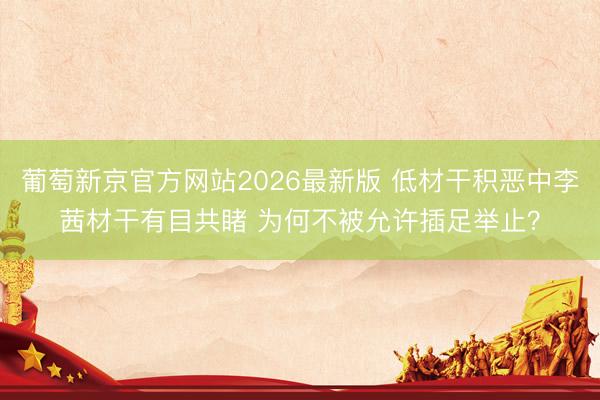 葡萄新京官方网站2026最新版 低材干积恶中李茜材干有目共睹 为何不被允许插足举止?