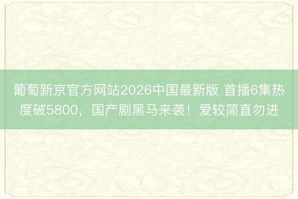 葡萄新京官方网站2026中国最新版 首播6集热度破5800，国产剧黑马来袭！爱较简直勿进