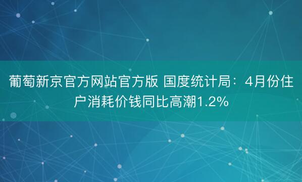 葡萄新京官方网站官方版 国度统计局：4月份住户消耗价钱同比高潮1.2%